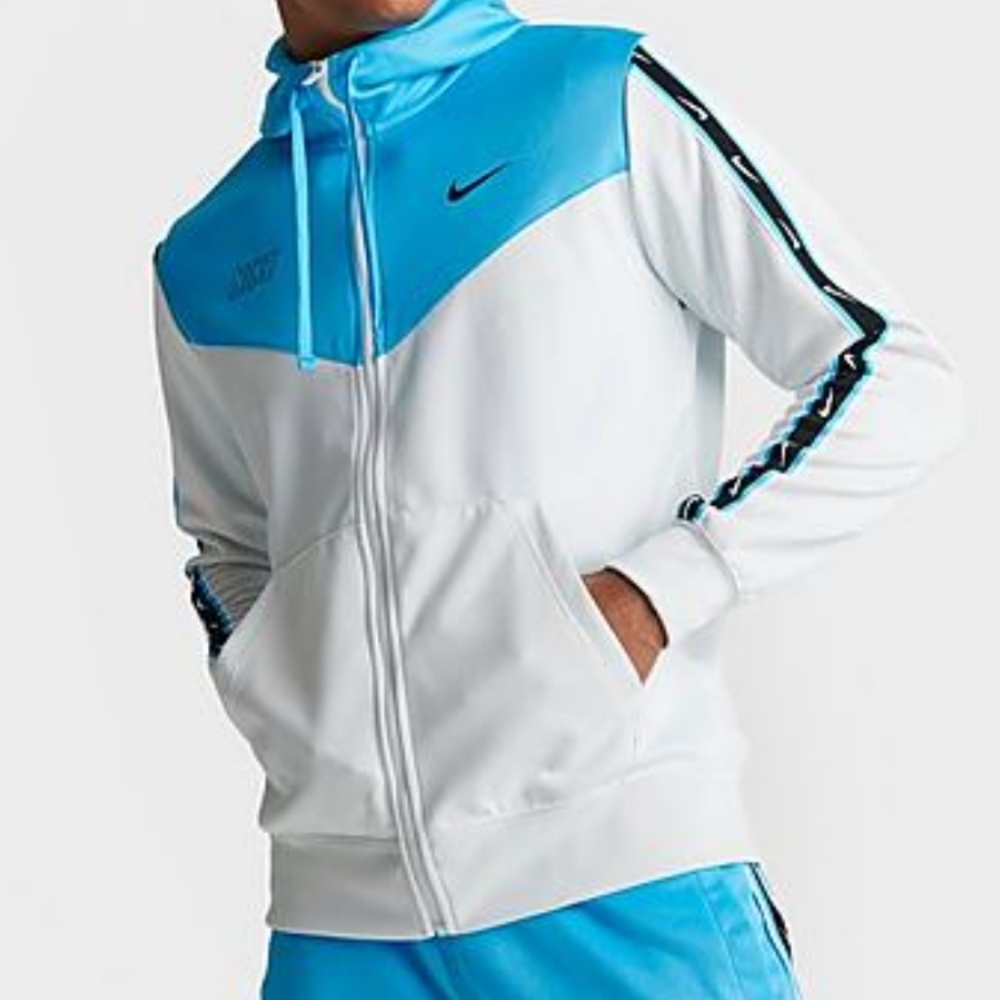 Nike Sportswear Repeat Full-Zip Hoodie Jacket Medium Summit White Baltic Blue